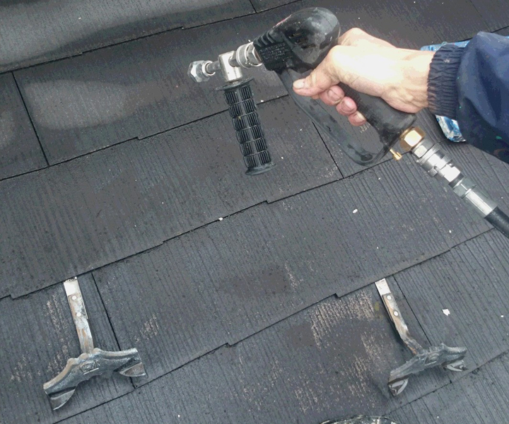 屋根高圧洗浄片貝塗装