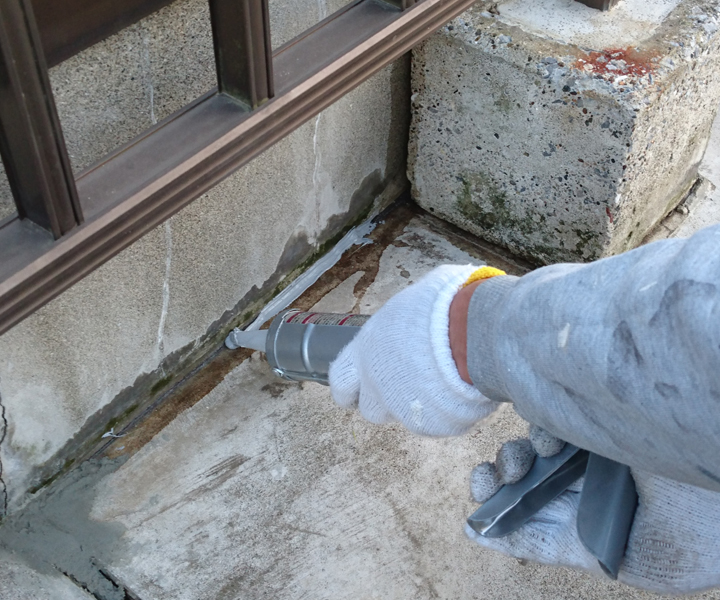 入隅 コーキング処理片貝塗装